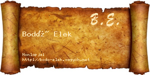 Bodó Elek névjegykártya